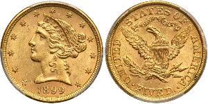 5 Долар США (1776 - ) Золото 