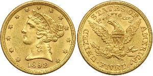 5 Долар США (1776 - ) Золото 