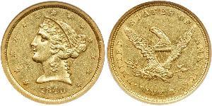 5 Долар США (1776 - ) Золото 