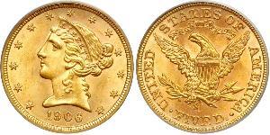 5 Долар США (1776 - ) Золото 