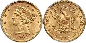 5 Долар США (1776 - ) Золото 
