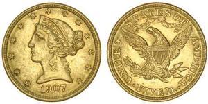 5 Долар США (1776 - ) Золото 