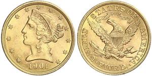 5 Долар США (1776 - ) Золото 