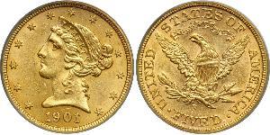 5 Долар США (1776 - ) Золото 