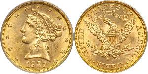 5 Долар США (1776 - ) Золото 