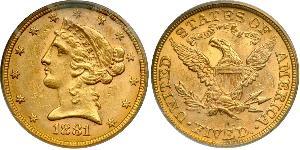 5 Долар США (1776 - ) Золото 