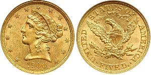 5 Долар США (1776 - ) Золото 