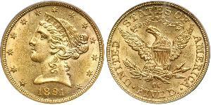 5 Долар США (1776 - ) Золото 