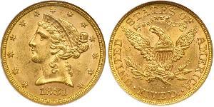 5 Долар США (1776 - ) Золото 