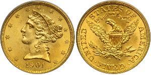 5 Долар США (1776 - ) Золото 