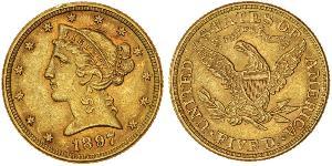 5 Долар США (1776 - ) Золото 