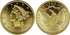 5 Долар США (1776 - ) Золото 