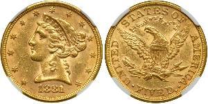 5 Долар США (1776 - ) Золото 