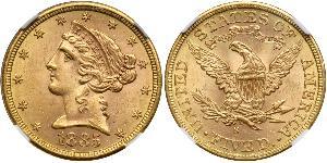 5 Долар США (1776 - ) Золото 