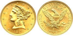 5 Долар США (1776 - ) Золото 