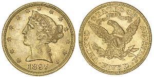 5 Долар США (1776 - ) Золото 