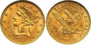 5 Долар США (1776 - ) Золото 