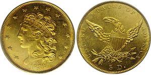 5 Долар США (1776 - ) Золото 
