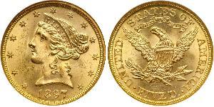 5 Долар США (1776 - ) Золото 