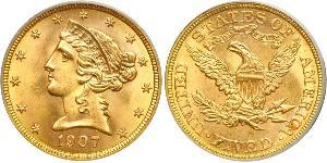 5 Долар США (1776 - ) Золото 
