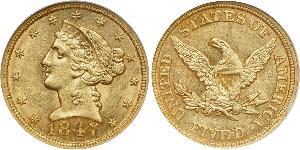 5 Долар США (1776 - ) Золото 