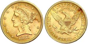 5 Долар США (1776 - ) Золото 