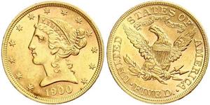 5 Долар США (1776 - ) Золото 