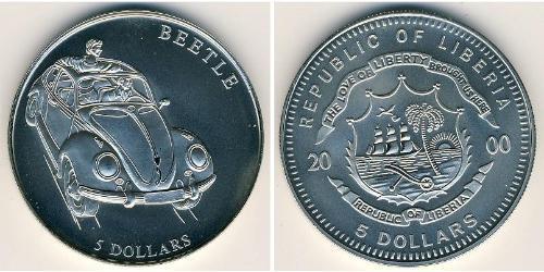 5 Долар Ліберія (1847 - ) Нікель/Мідь 