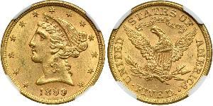 5 Доллар США (1776 - ) Золото 