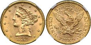 5 Доллар США (1776 - ) Золото 