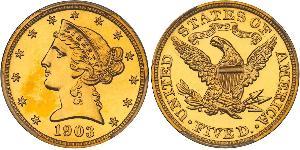 5 Доллар США (1776 - ) Золото 