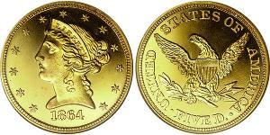 5 Доллар США (1776 - ) Золото 