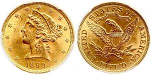 5 Доллар США (1776 - ) Золото 