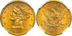 5 Доллар США (1776 - ) Золото 