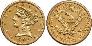 5 Доллар США (1776 - ) Золото 