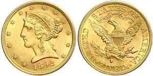 5 Доллар США (1776 - ) Золото 