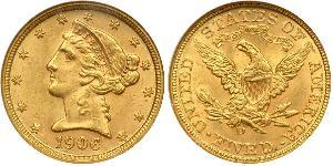 5 Доллар США (1776 - ) Золото 