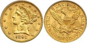 5 Доллар США (1776 - ) Золото 