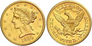 5 Доллар США (1776 - ) Золото 