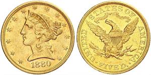 5 Доллар США (1776 - ) Золото 