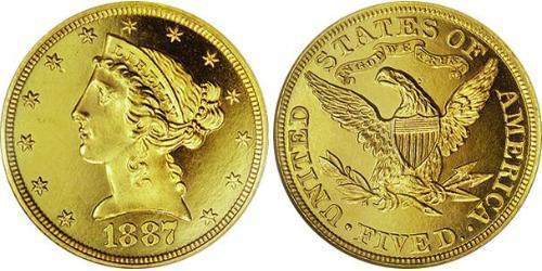 5 Доллар США (1776 - ) Золото 