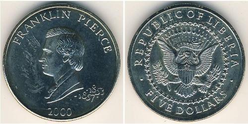 5 Доллар Либерия (1847 - ) Никель/Медь Franklin Pierce (1804 - 1869)