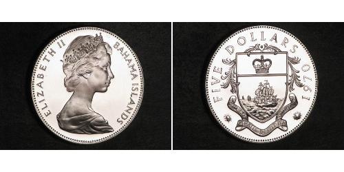 5 Доллар Bahamas (1973 - ) Серебро Елизавета II (1926-2022)