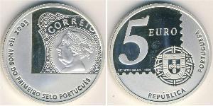 5 Евро Португальская Республика (1975 - ) Серебро 