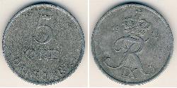 5 Ере Данія Цинк Frederick IX of Denmark (1899 - 1972)