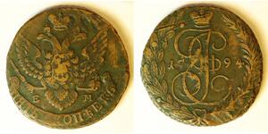 5 Копейка Российская империя (1720-1917) Медь Екатерина II (1729-1796)