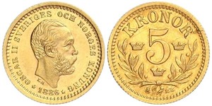 5 Крона Швеция Золото Оскар II (1829-1907)