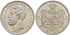 5 Лей Королевство Румыния (1881-1947) Серебро Кароль I (1839 - 1914)