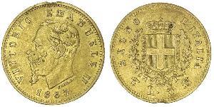 5 Лира Kingdom of Italy (1861-1946) Золото Victor Emmanuel II of Italy (1820 - 1878)