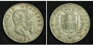 5 Лира Kingdom of Italy (1861-1946) Серебро Victor Emmanuel II of Italy (1820 - 1878)